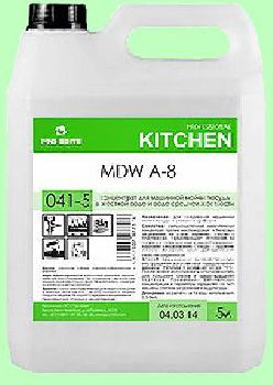 Для посудомоечных машин MDW  A-8  5л  концентрат (1:2000) низкопенный для средней жесткости воды  pH12  041-5
