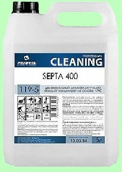 Для дезинфекции SEPTA 400  5л  концентрат (1:100) низкопенный на основе ЧАС  pH11  119-5